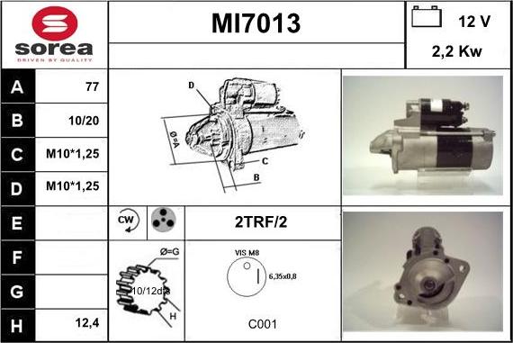 Sera MI7013 - Стартер autocars.com.ua