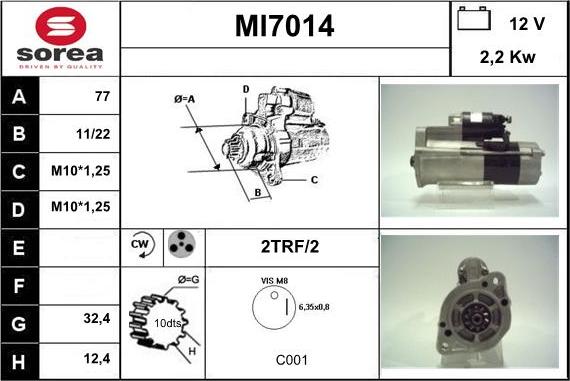 Sera MI7014 - Стартер autocars.com.ua