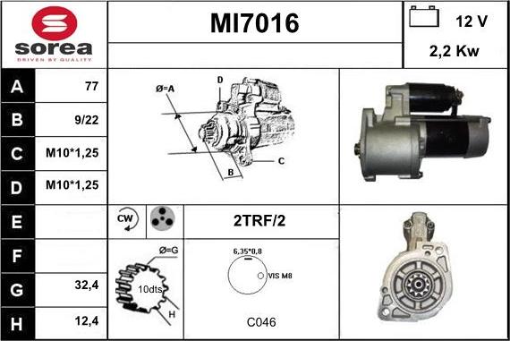 Sera MI7016 - Стартер autocars.com.ua