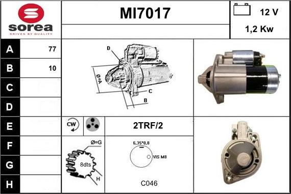 Sera MI7017 - Стартер autocars.com.ua