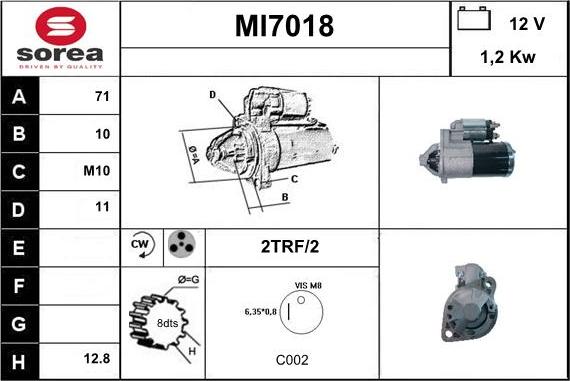 Sera MI7018 - Стартер autocars.com.ua