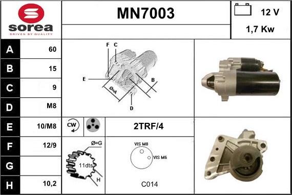 Sera MN7003 - Стартер autocars.com.ua