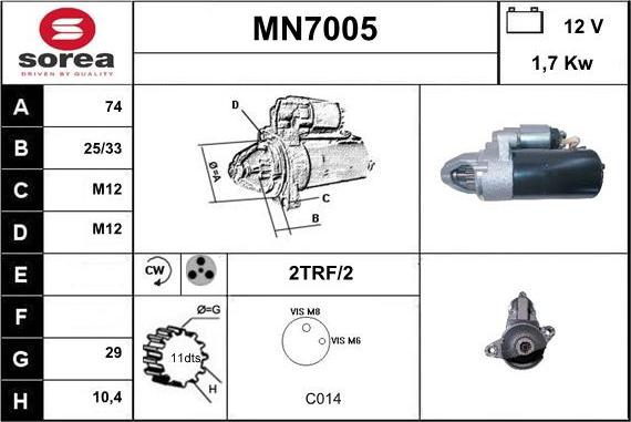 Sera MN7005 - Стартер autocars.com.ua