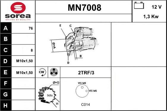 Sera MN7008 - Стартер autocars.com.ua