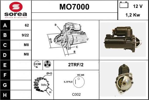 Sera MO7000 - Стартер autocars.com.ua