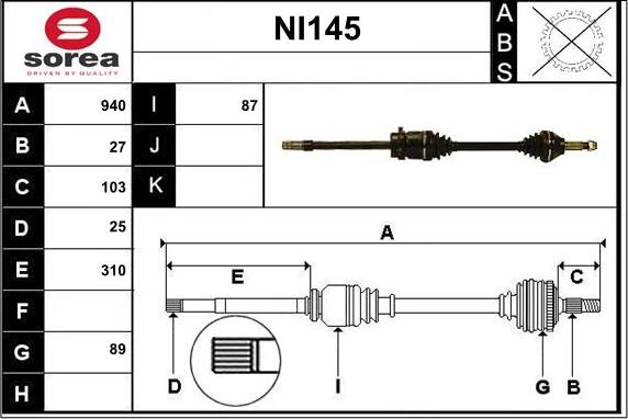 Sera NI145 - Приводной вал autodnr.net