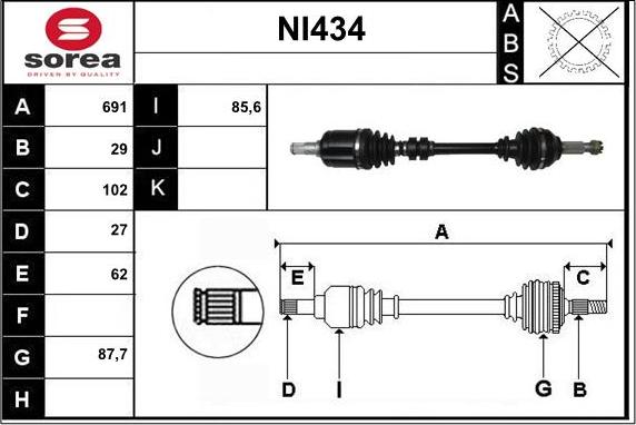 Sera NI434 - Приводной вал autodnr.net