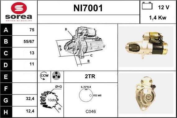 Sera NI7001 - Стартер autocars.com.ua