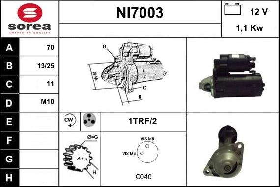 Sera NI7003 - Стартер autocars.com.ua