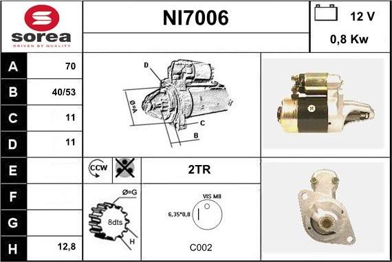 Sera NI7006 - Стартер autocars.com.ua