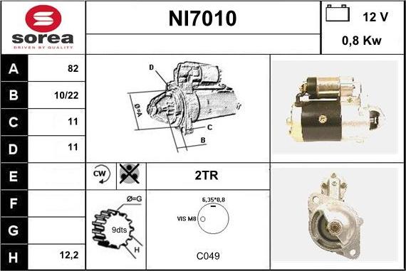 Sera NI7010 - Стартер autocars.com.ua