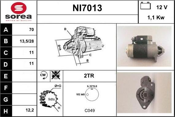 Sera NI7013 - Стартер autocars.com.ua