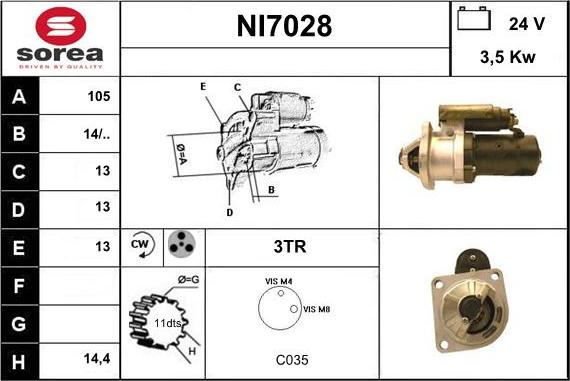 Sera NI7028 - Стартер autocars.com.ua