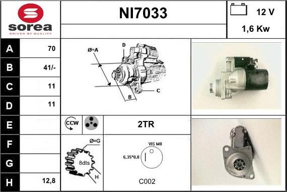 Sera NI7033 - Стартер autocars.com.ua