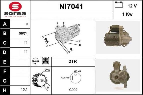 Sera NI7041 - Стартер autocars.com.ua