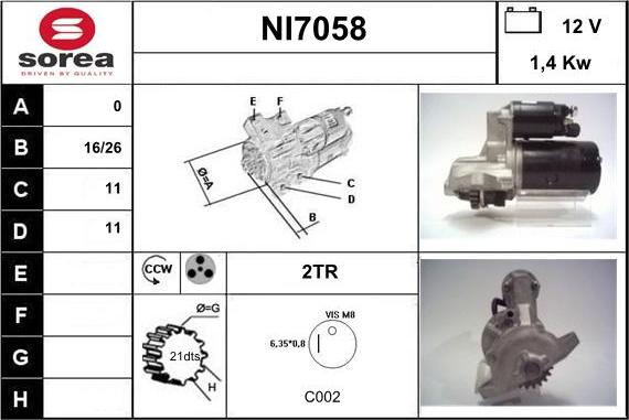 Sera NI7058 - Стартер autocars.com.ua