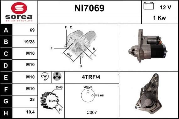 Sera NI7069 - Стартер autocars.com.ua