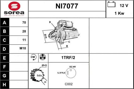 Sera NI7077 - Стартер autocars.com.ua