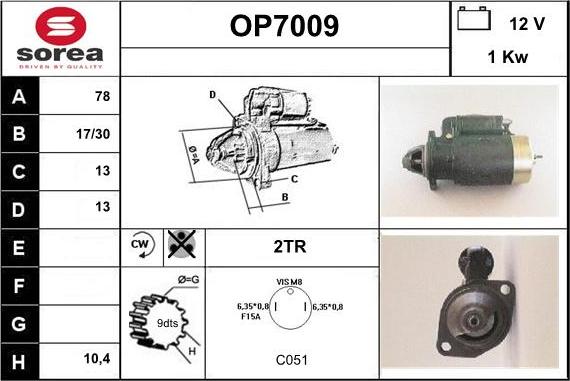 Sera OP7009 - Стартер autocars.com.ua