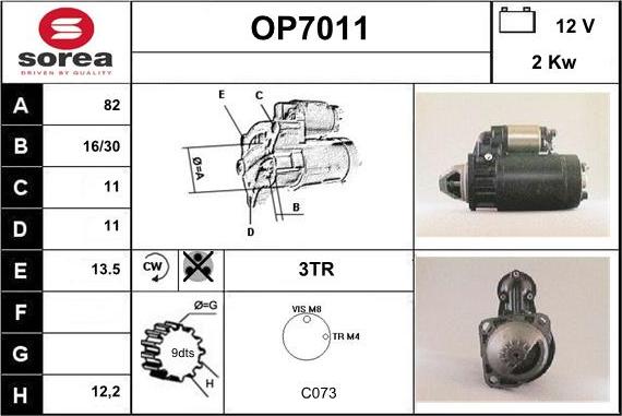 Sera OP7011 - Стартер autocars.com.ua