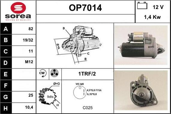 Sera OP7014 - Стартер autocars.com.ua