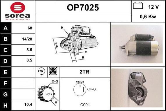 Sera OP7025 - Стартер autocars.com.ua