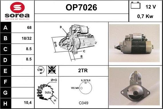 Sera OP7026 - Стартер autocars.com.ua