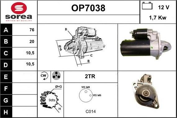 Sera OP7038 - Стартер autocars.com.ua