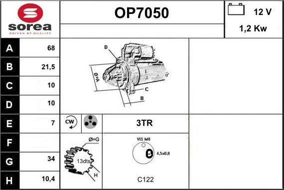 Sera OP7050 - Стартер autocars.com.ua