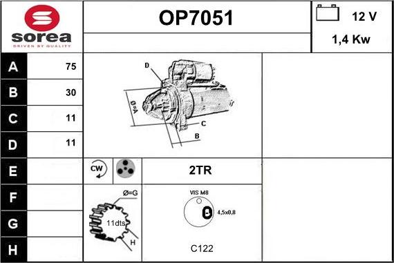 Sera OP7051 - Стартер autocars.com.ua