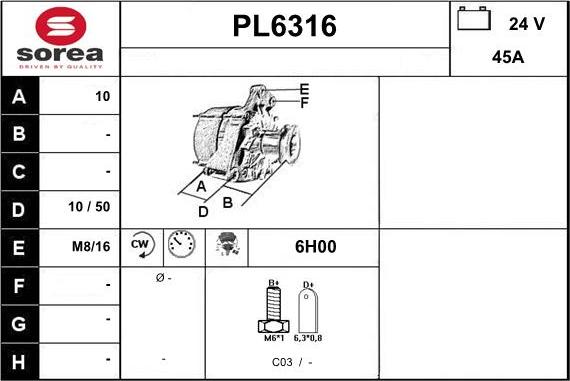 Sera PL6316 - Генератор autocars.com.ua