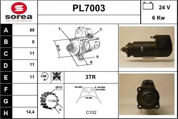 Sera PL7003 - Стартер autocars.com.ua