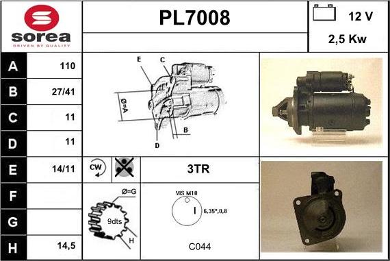 Sera PL7008 - Стартер autocars.com.ua