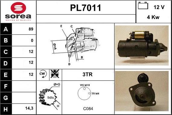 Sera PL7011 - Стартер autocars.com.ua