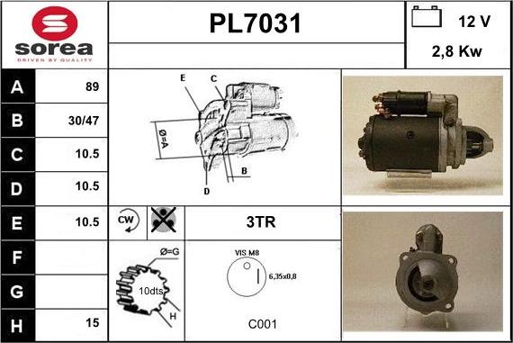 Sera PL7031 - Стартер autocars.com.ua