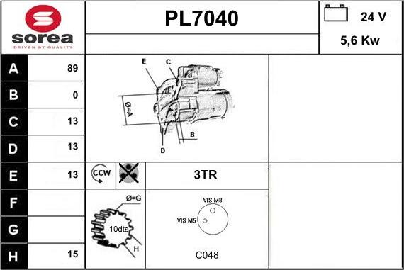 Sera PL7040 - Стартер autocars.com.ua