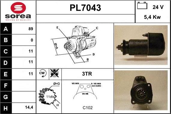 Sera PL7043 - Стартер autocars.com.ua