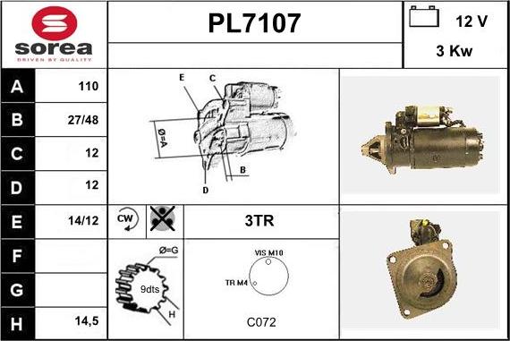 Sera PL7107 - Стартер autocars.com.ua