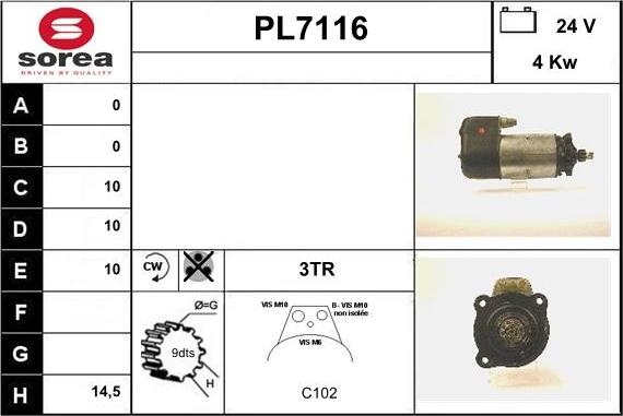 Sera PL7116 - Стартер autocars.com.ua