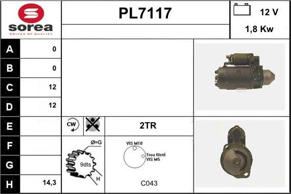 Sera PL7117 - Стартер autocars.com.ua