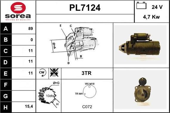 Sera PL7124 - Стартер autocars.com.ua