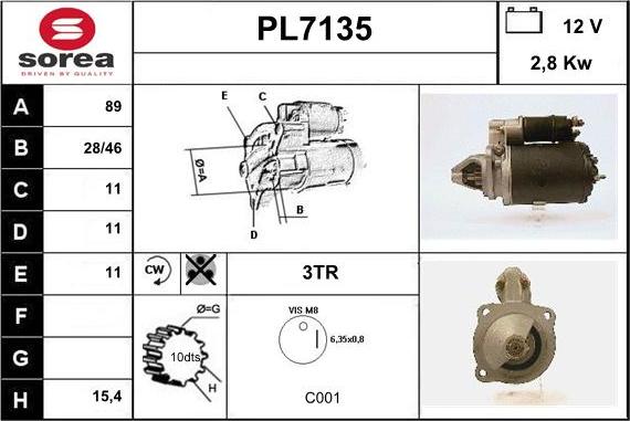 Sera PL7135 - Стартер autocars.com.ua