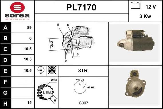 Sera PL7170 - Стартер autocars.com.ua