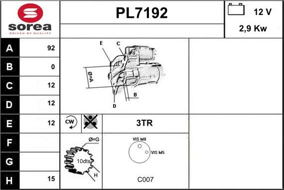 Sera PL7192 - Стартер autodnr.net