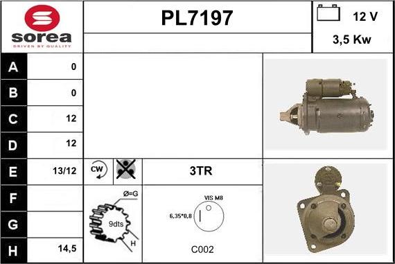 Sera PL7197 - Стартер autocars.com.ua