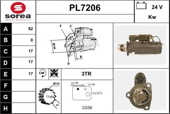 Sera PL7206 - Стартер autocars.com.ua