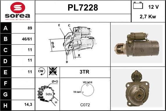 Sera PL7228 - Стартер autocars.com.ua