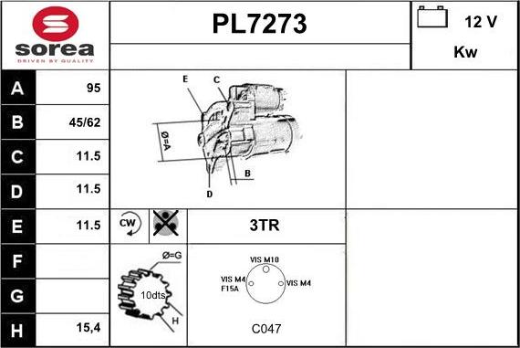 Sera PL7273 - Стартер autocars.com.ua