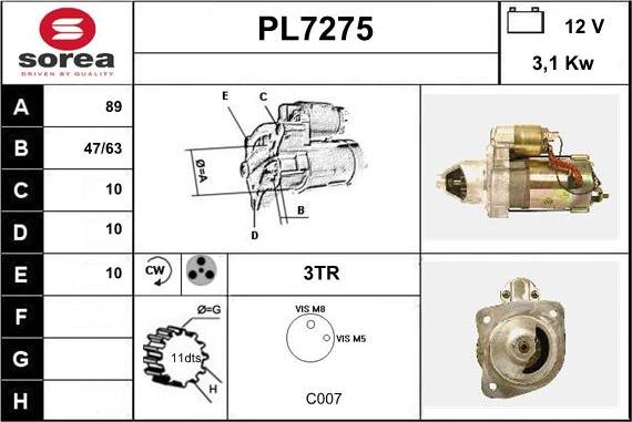 Sera PL7275 - Стартер autodnr.net