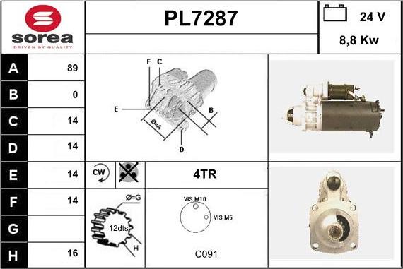 Sera PL7287 - Стартер autocars.com.ua